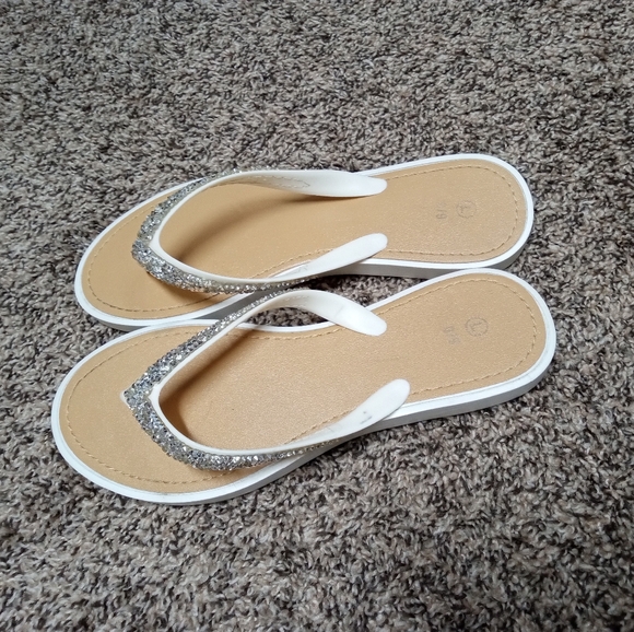 White Rhinestone Sandals - Picture 2 of 4